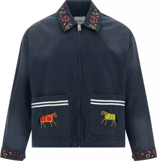 Blue Cotton Full-Length Jacket