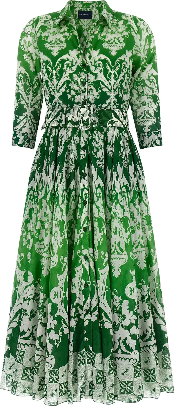 Bicolor Cotton Midi Dress