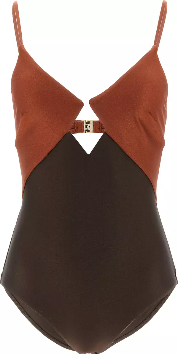 Brown Polyamide One-Piece Swimsuit