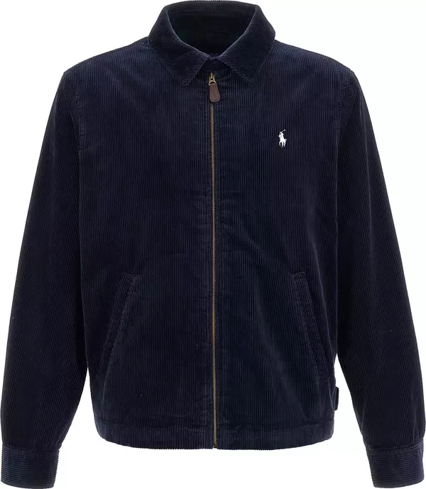 Blue Cotton Full-Length Jacket