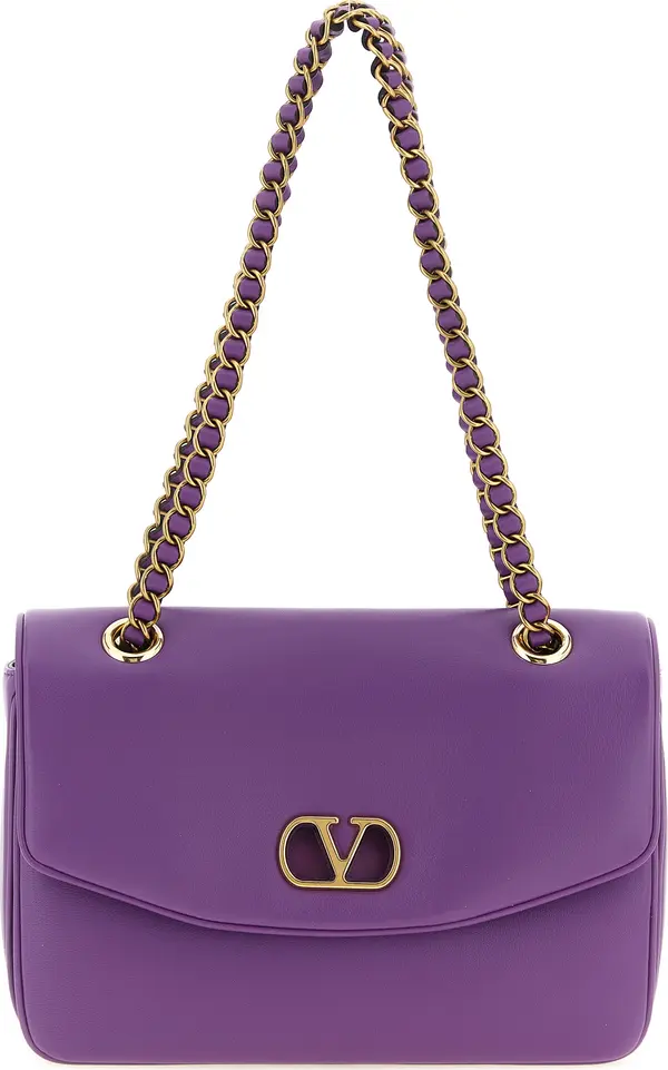 Purple Lamb Leather Shoulder Bag