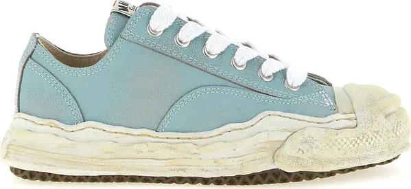 Blue Cowhide Low Top Sneakers