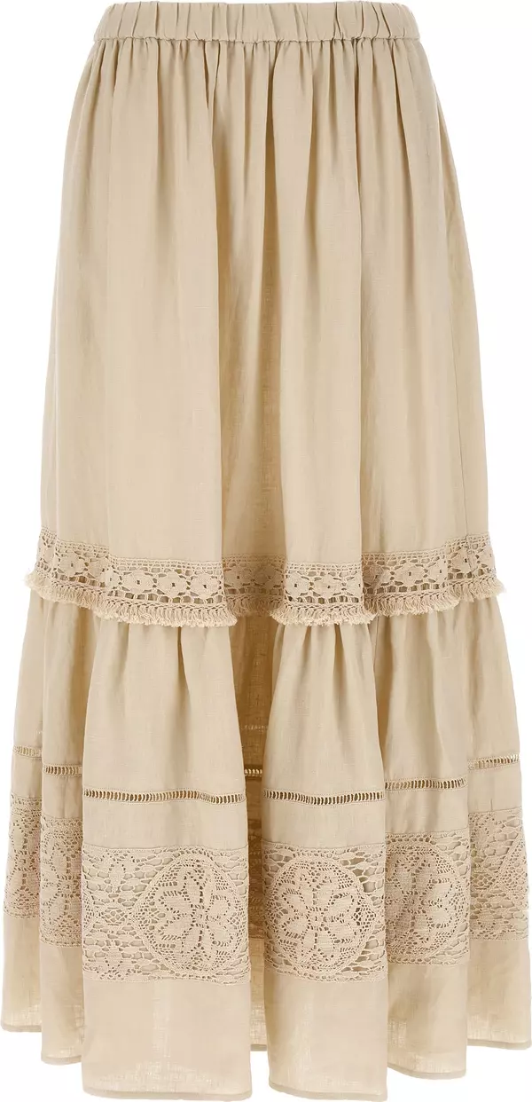 Beige Linen Mini Skirt