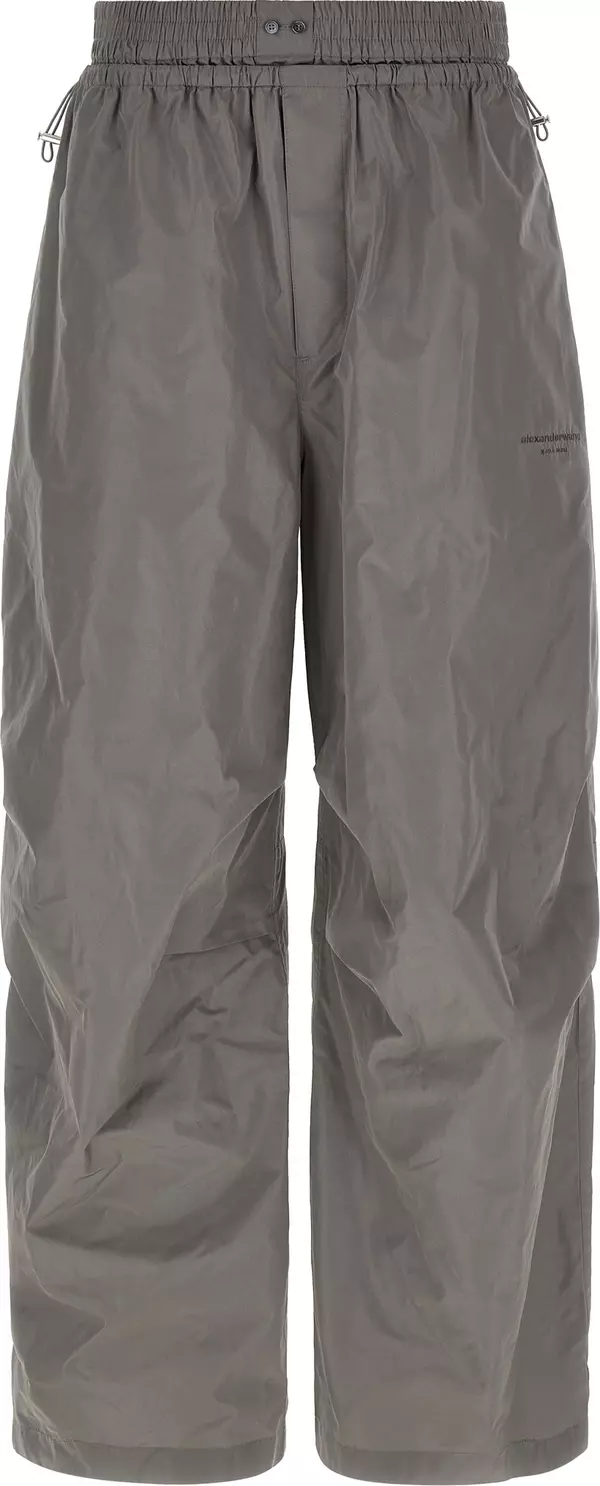 Gray Polyester Athletic Pants