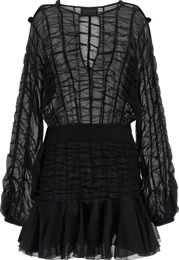 Black Cotton Short Dress