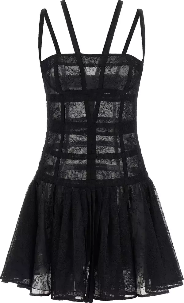Black Polyamide Short Dress