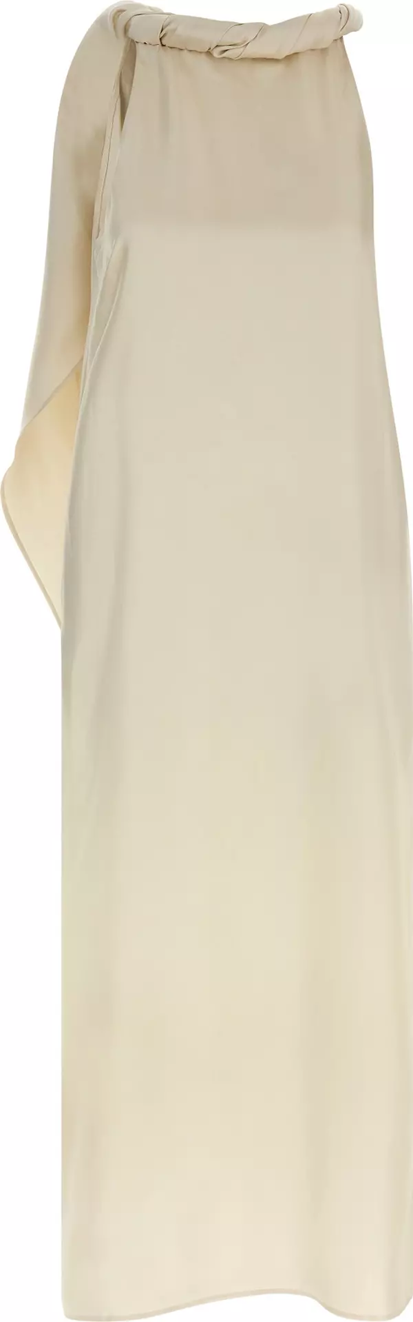 Beige Silk Midi Dress