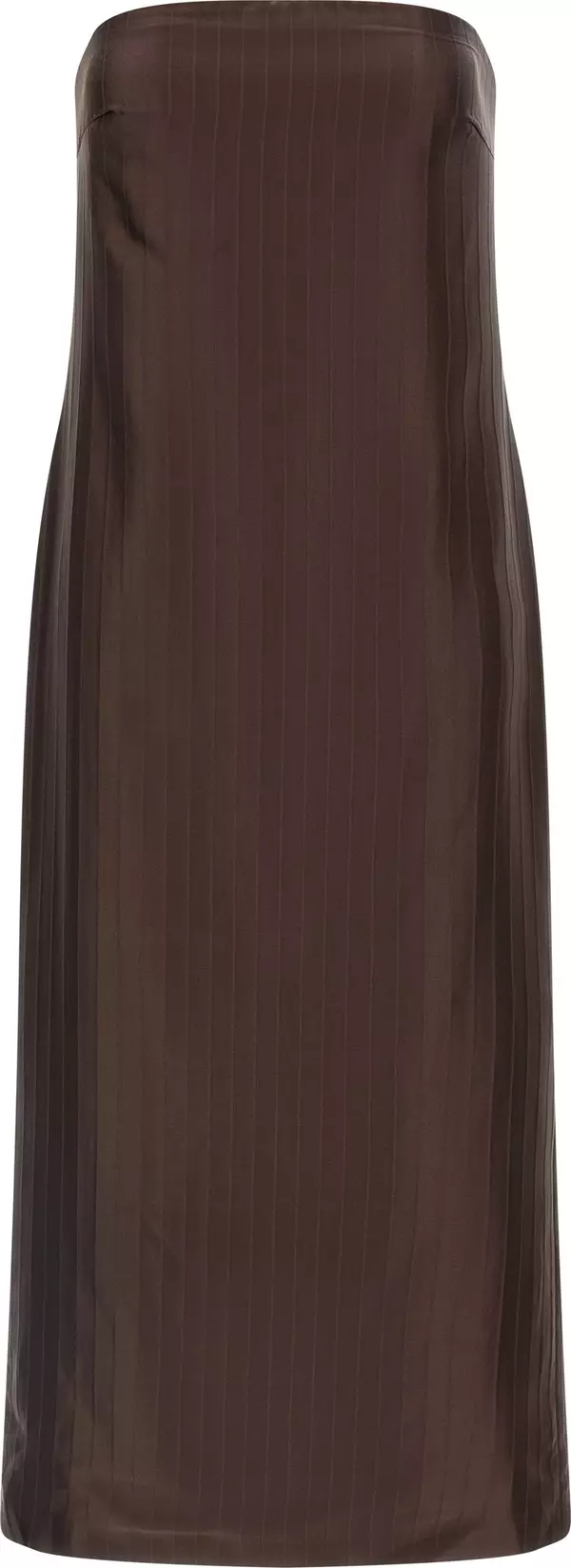 Brown Viscose Midi Dress