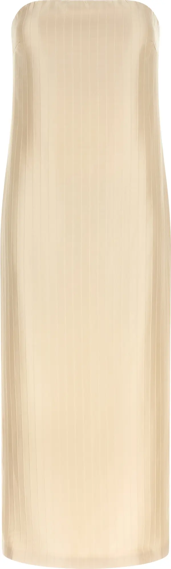 Beige Viscose Midi Dress