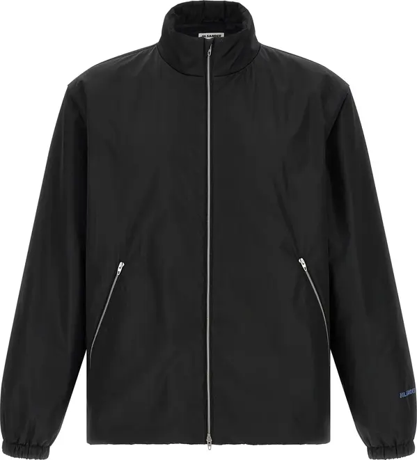 Black Polyester Full-Length Jacket