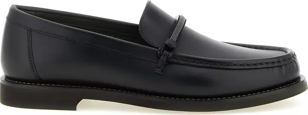 Black Calfskin Slip-On Loafers