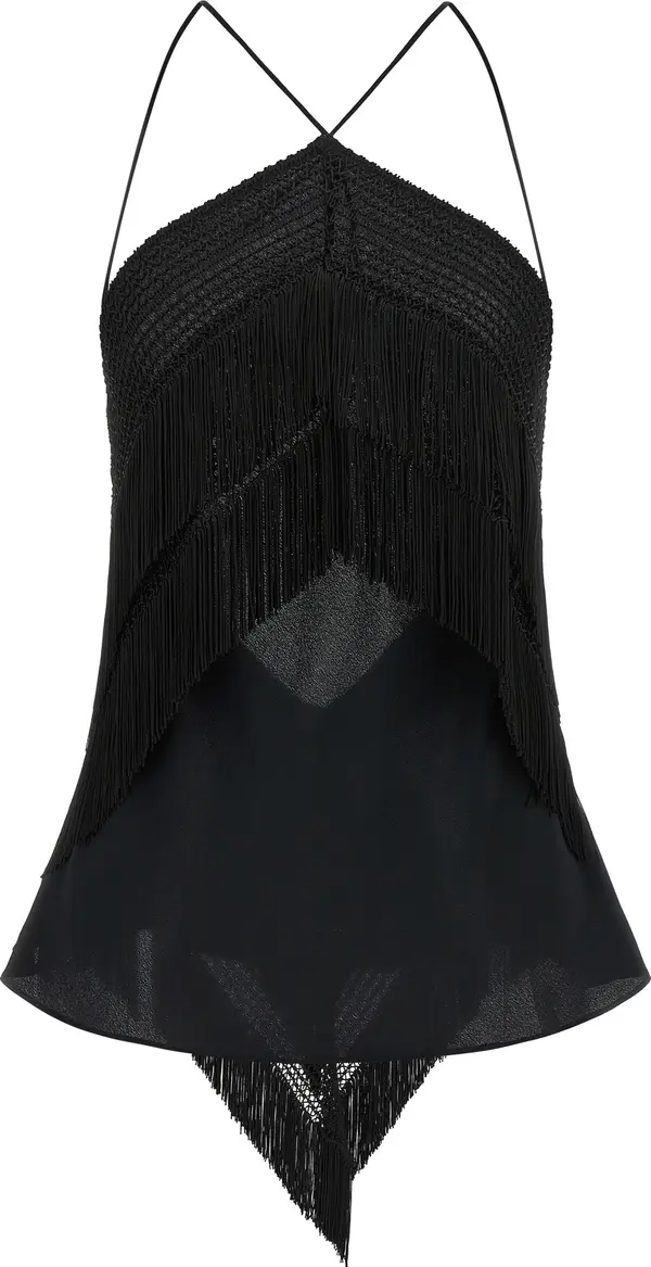 Black Acetate Tank Tops