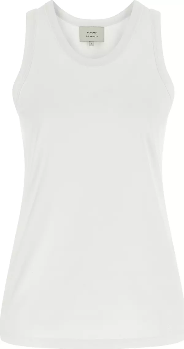 White Cotton Sleeveles T-Shirt