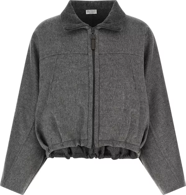 Gray Virgin Wool Full-Length Jacket