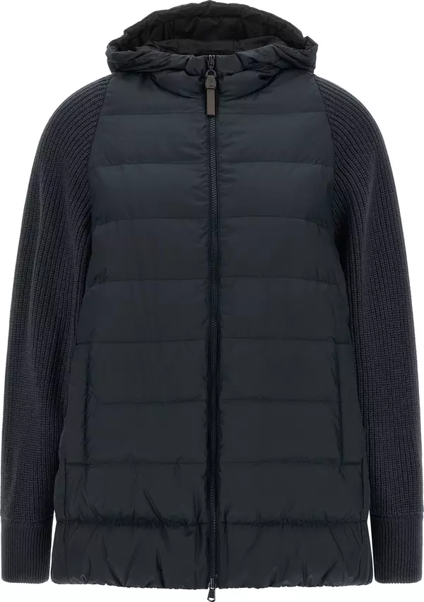 Blue Polyester Full-Length Jacket