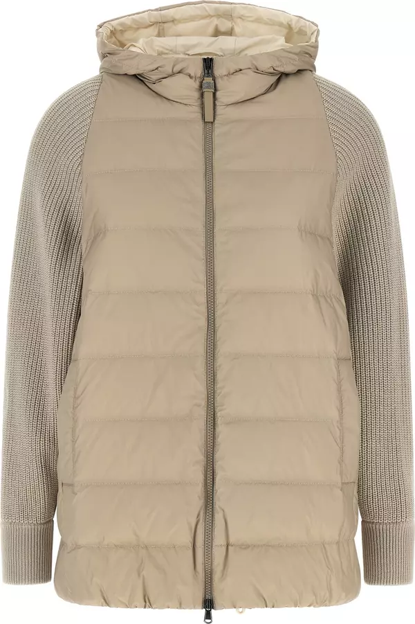 Beige Polyester Full-Length Jacket