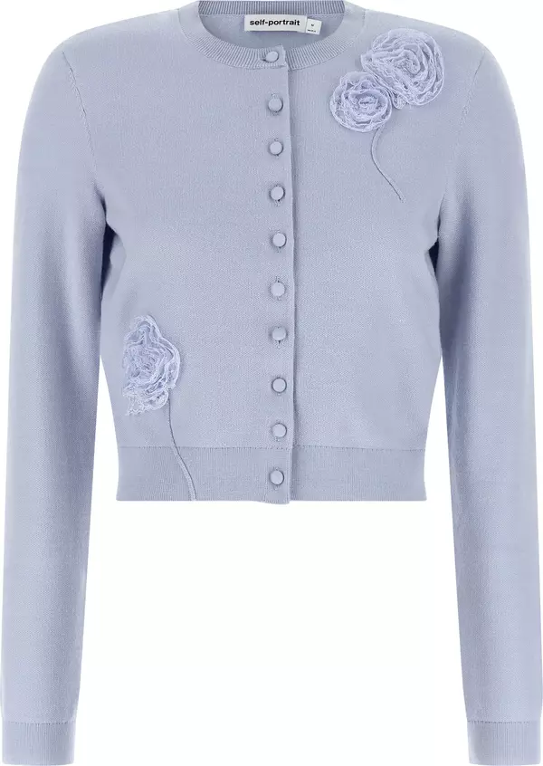 Blue Polyester Cardigan