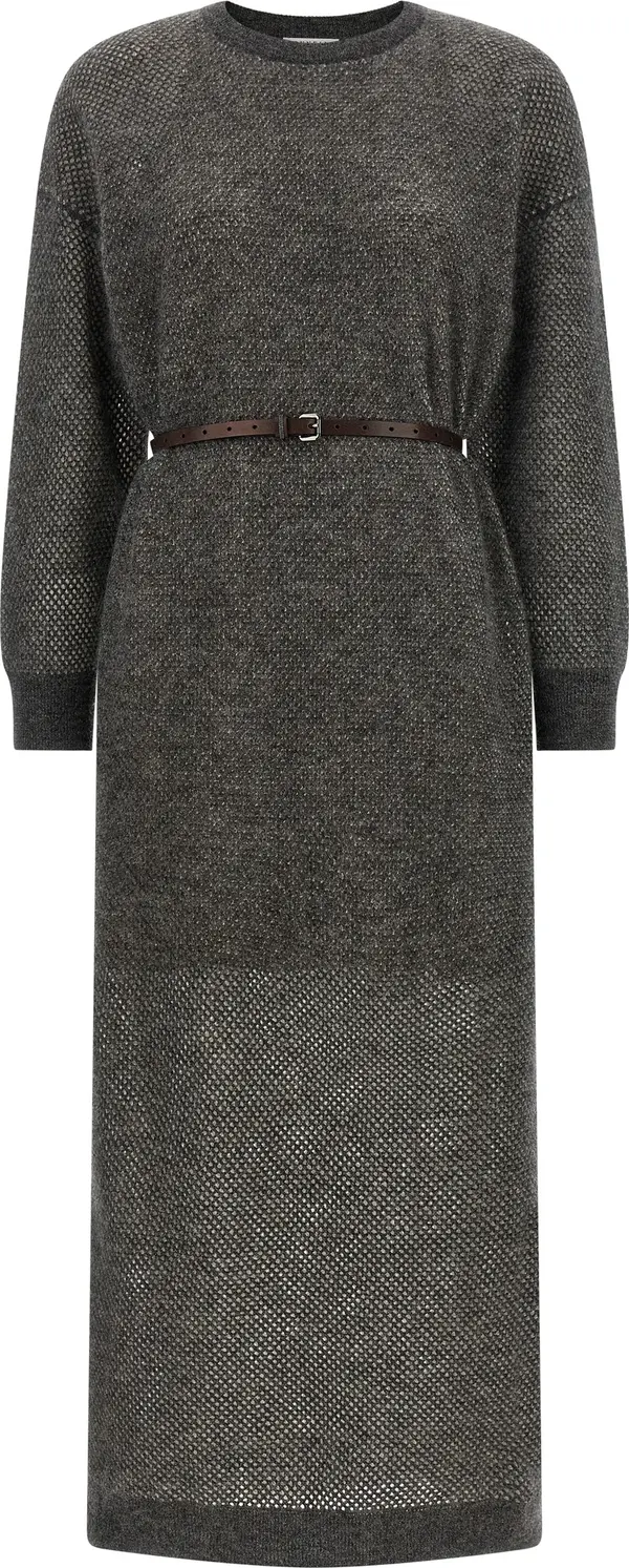 Gray Wool Midi Dress
