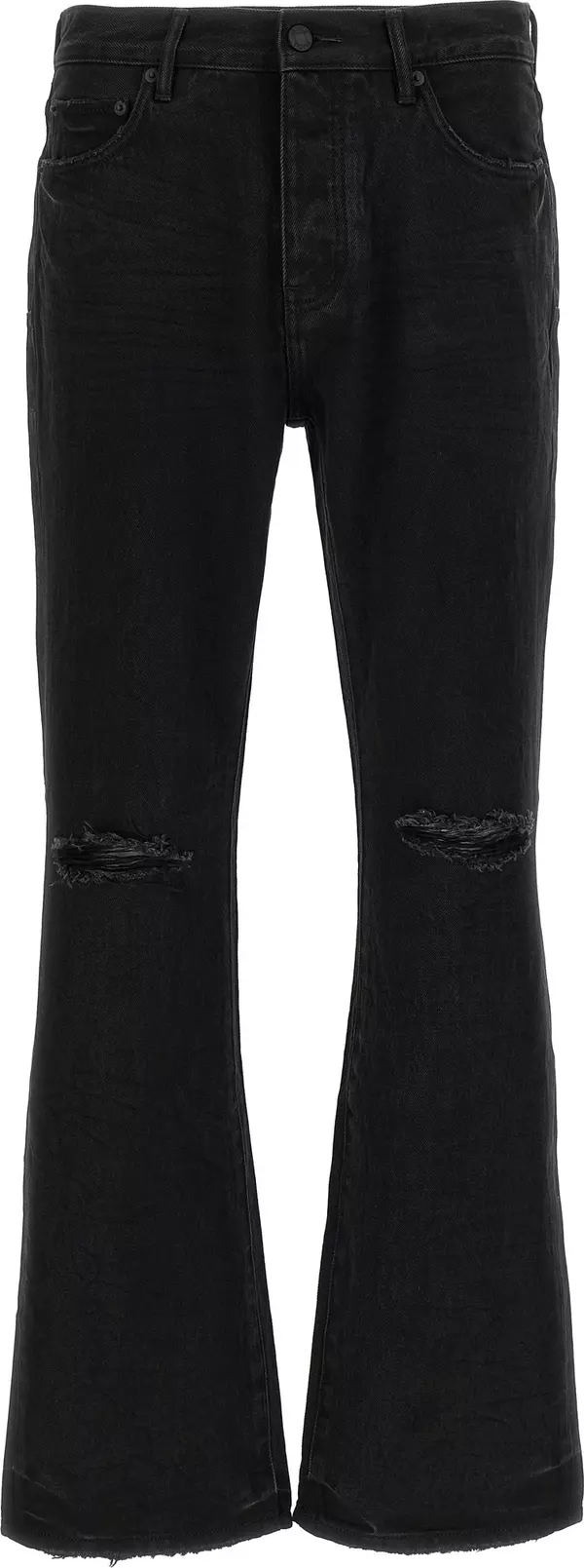 Black Cotton Flared Jeans