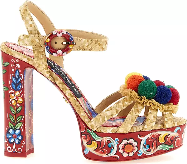 Multicolor Viscose Stiletto Heel Sandals
