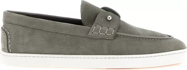 Gray Calfskin Slip-On Loafers