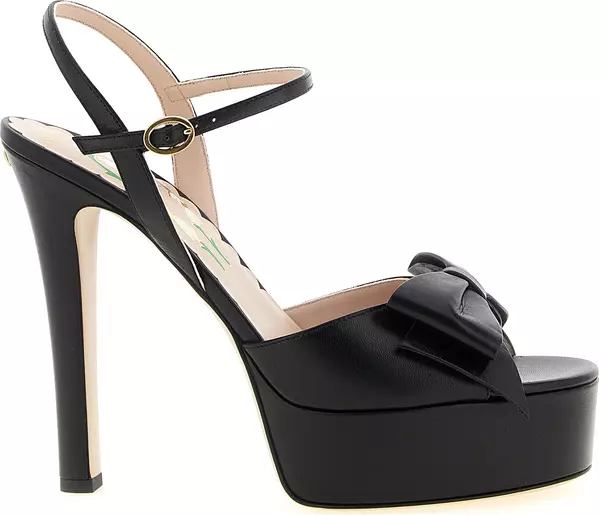 Black Calfskin Stiletto Heel Sandals