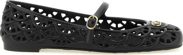 Black Polyvinyl Ballet Flats
