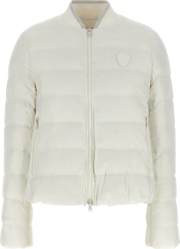 White Polyester Full-Length Jacket