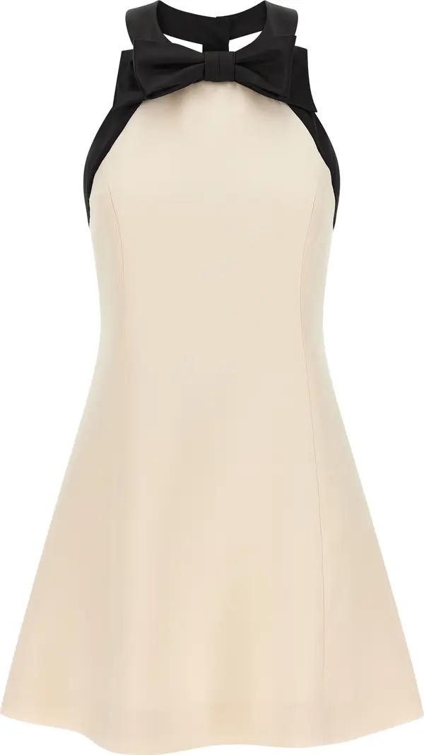 Bicolor Virgin Wool Short Dress