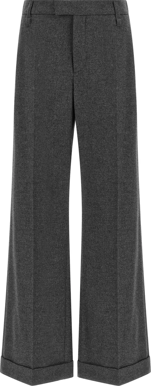 Gray Virgin Wool Casual Pants