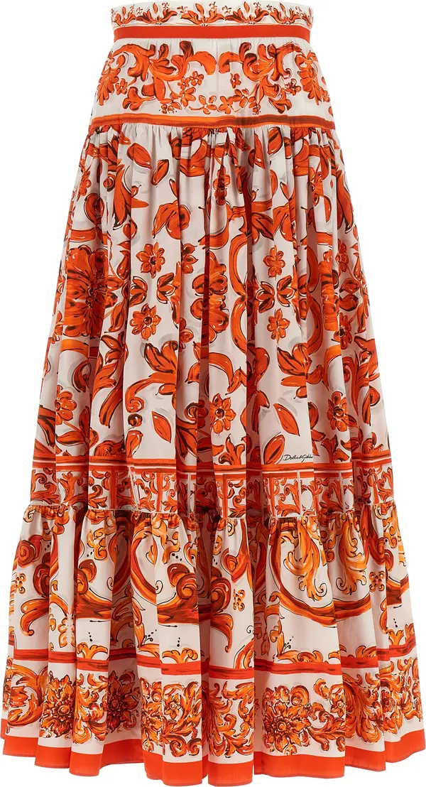 Orange Cotton Mini Skirt