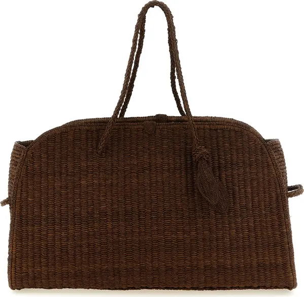 Brown Raffia Tote Bag