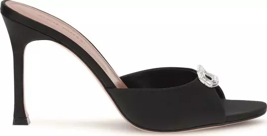 Black Silk Stiletto Heel Sandals