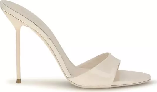 Beige Calf Leather Bos Taurus Stiletto Heel Sandals