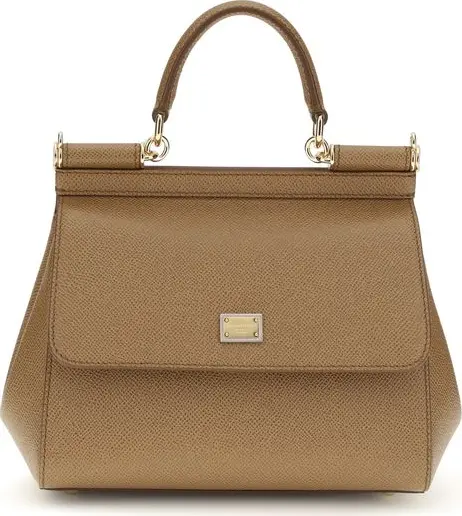 Beige Calf Leather Bos Taurus Handbag