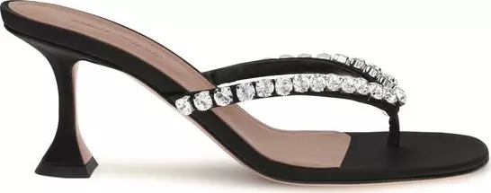 Black Silk Stiletto Heel Sandals