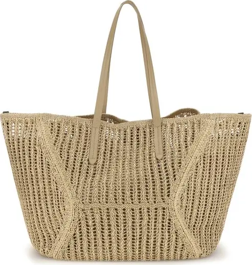 Beige Raffia Shoulder Bag