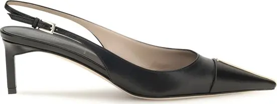 Black Calf Leather Bos Taurus Mid Heel Pumps