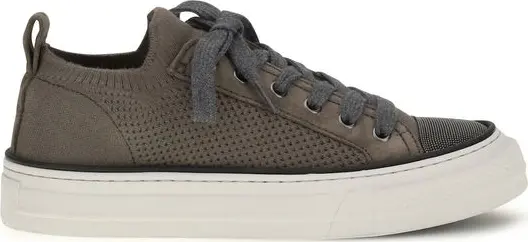Brown Cotton Low Top Sneakers
