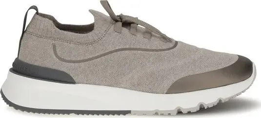 Brown Cotton Athletic Sneakers