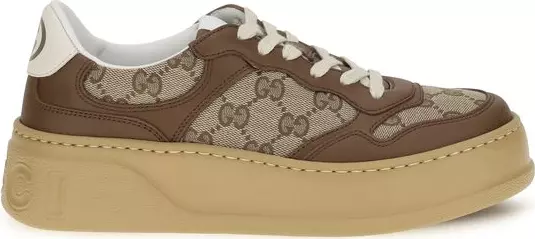Beige Calf Leather Bos Taurus Chunky Sneakers