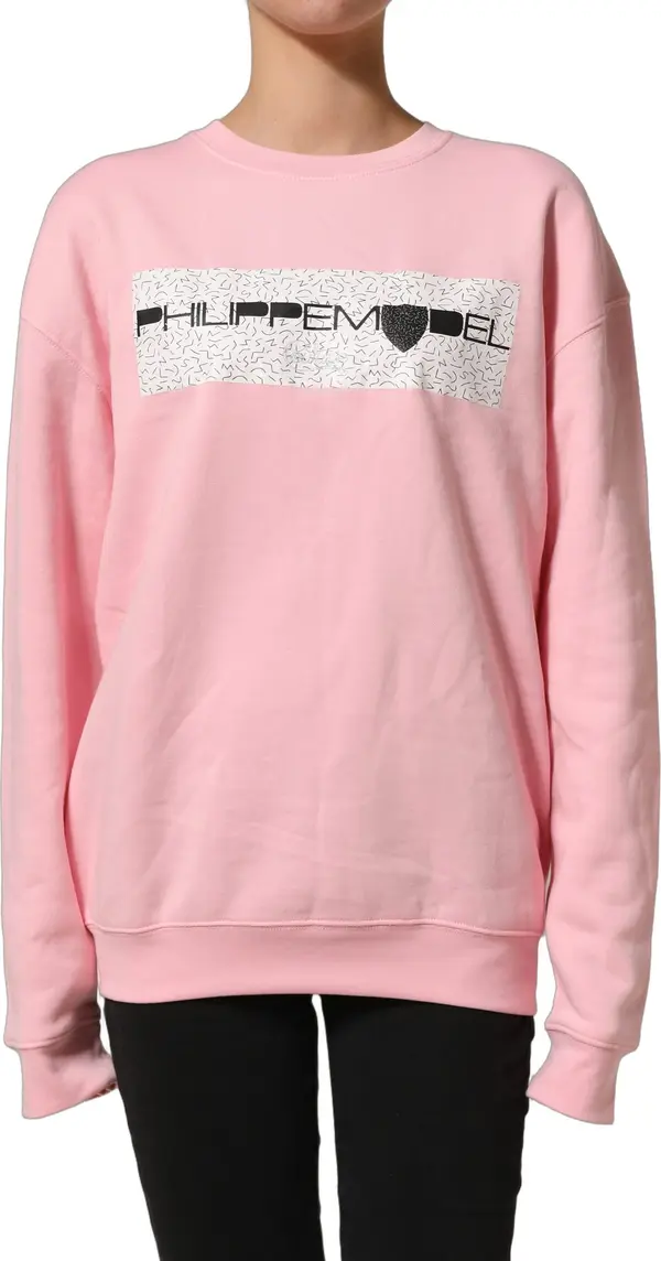 Pink Cotton Logo Long Sleeves Pullover Sweater