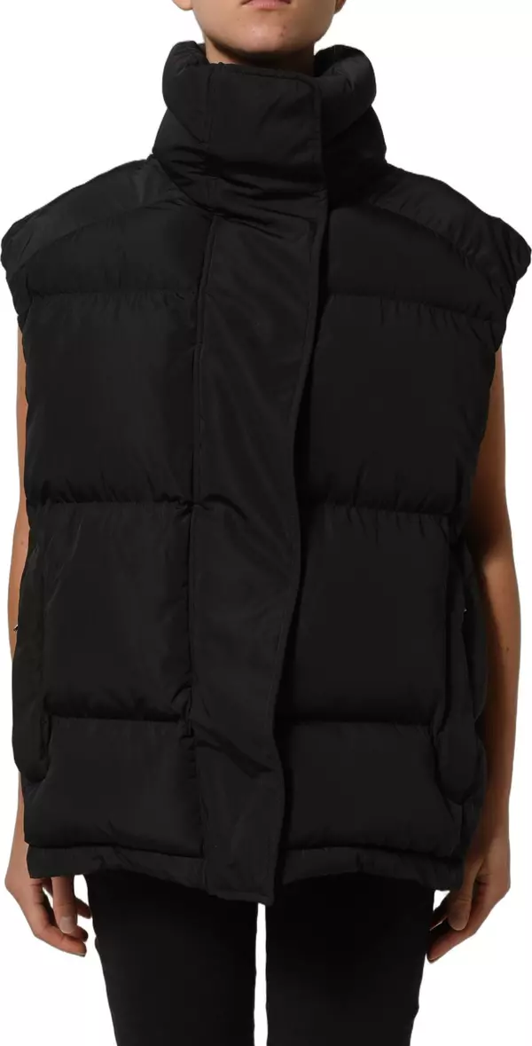Black Polyester Sleeveless Padded Men Puffer Jacket