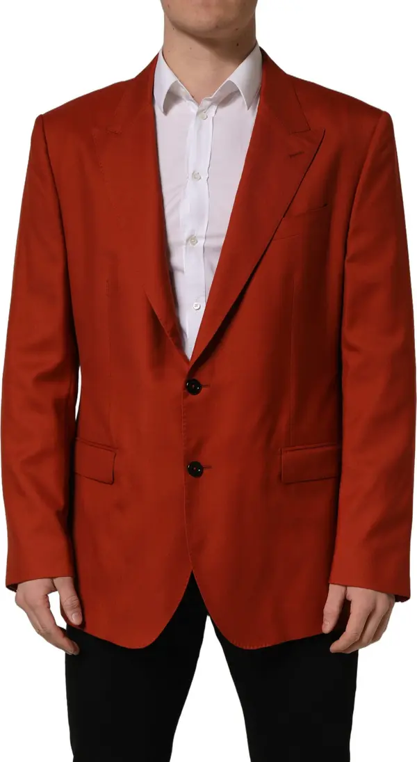 Red Cashmere Single Breasted Blazer Jacket
