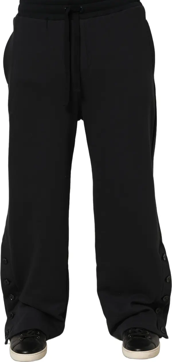Black Drawstring Viscose Jogger Men Sweatpants Pants