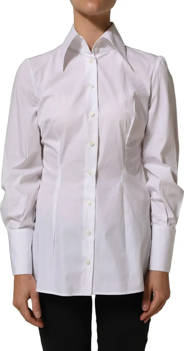 White Collared Long Sleeves Dress Shirt Top