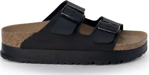 Black Synthetic Platform Sandals