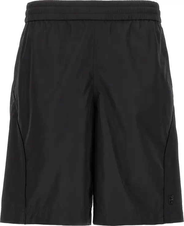 Black Polyester Bermuda Shorts