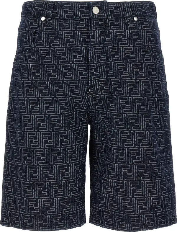 Blue Cotton Bermuda Shorts