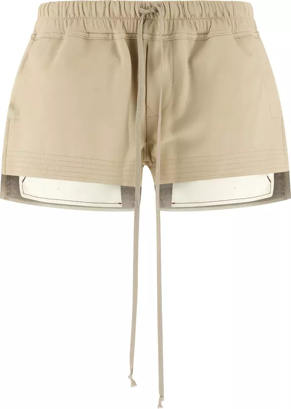 Beige Lamb Leather Bermuda Shorts
